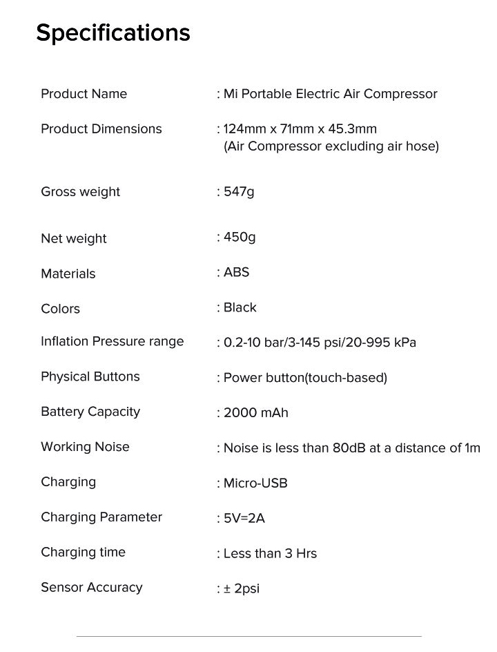 MI portable electric air compressor